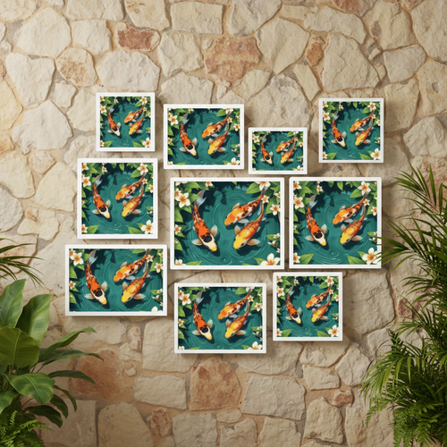 Affiche Encadrée  Lagoon Koi & Monstera